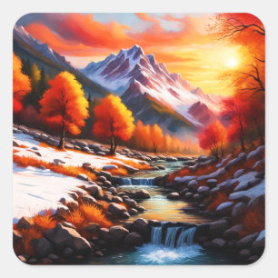 Herbst wird Winter Quadratischer Aufkleber