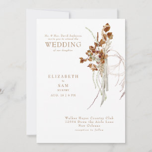 Herbst Wispig Boho Weiße Braut Eltern Hochzeit Einladung