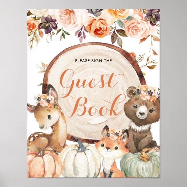 Herbst Woodland Girl Baby Showbook Poster (Vorne)