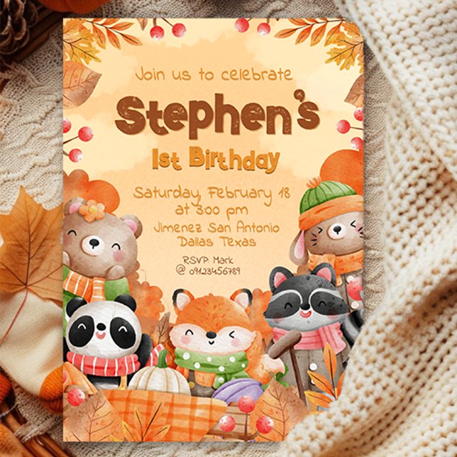 Herbst Woodlands Geburtstag Einladung (Autumn Woodlands Birthday Invitation)