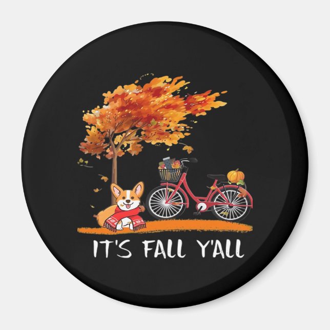 Herbst Y’all Cardigan Dog Autumn Design Funny G Magnet (Vorne)