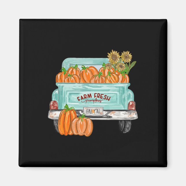 Herbst Y'all Truck Pumpkin Sonnenblumen Herbst Her Magnet (Vorne)