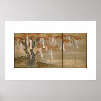 "Herbstahorn mit Gedichtzetteln" von Tosa Mitsuoki Poster