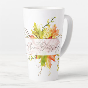 Herbstahornblätter mit individuellem Text   Milchtasse