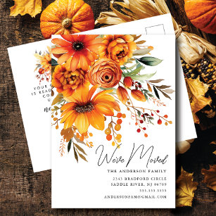 Herbstankündigung Blume Bouquet-Bewegung Postkarte