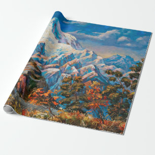 Herbstansicht des zweiköpfigen Berges Elbrus. Mou Geschenkpapier