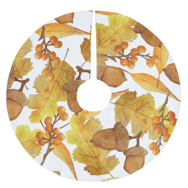 Herbstanzeigen: Design des Aquarellfarben-Erntedan Polyester Weihnachtsbaumdecke (Vorderseite)