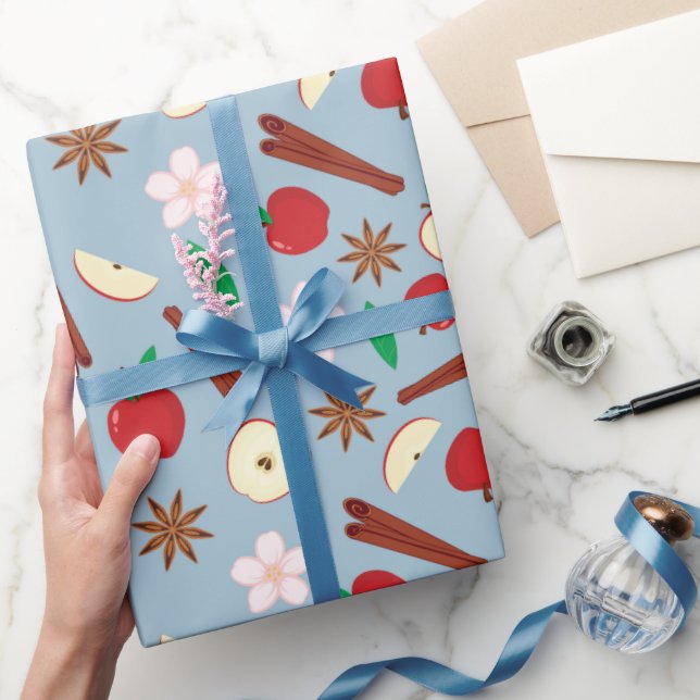 Herbstapel, Zimt und Blume Nahtloser Herbst Geschenkpapier (Schenken)