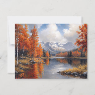 Herbstasphaltierte Wälder und Berge Landschaft Postkarte