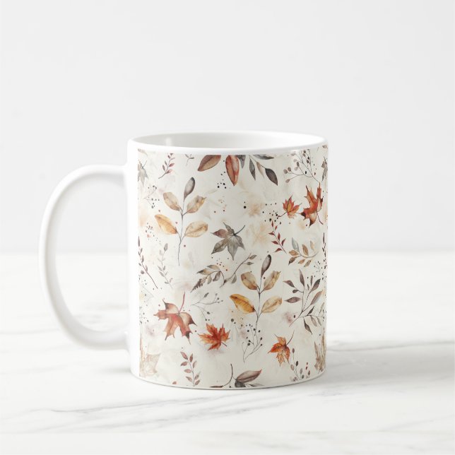 Herbstästhetisches Muster für Hübsche Herbstlaube Kaffeetasse (Links)