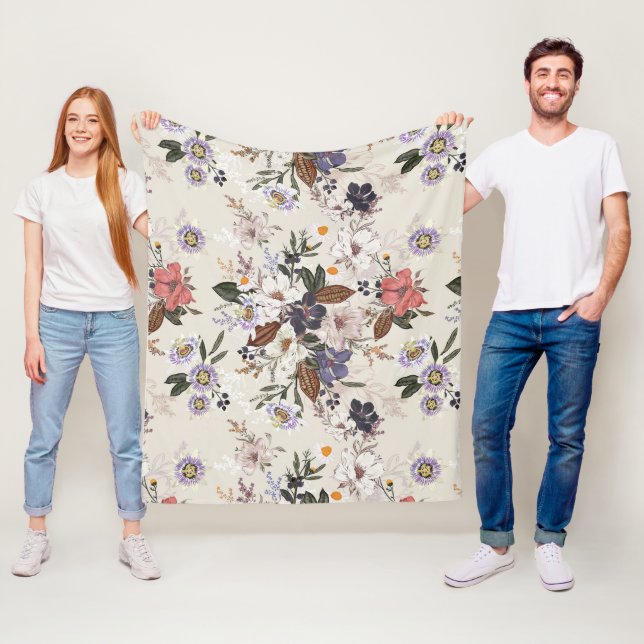 Herbstatmung Nahtlose Blume Muster Fleecedecke (Beispiel)