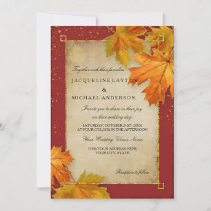 Herbstausfall Blätter Elegante Hochzeit Einladung