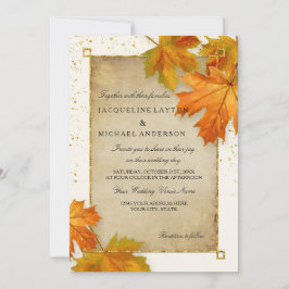 Herbstausfall Blätter Elegante Hochzeit Einladung