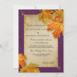 Herbstausfall Blätter Elegante Hochzeit Einladung