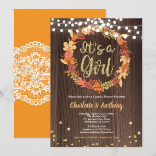 Herbstbaby Dusche Einladung Kranz rustikal