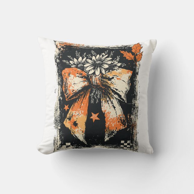 Herbstband-Schleife Distressed Kissen (Vorderseite)
