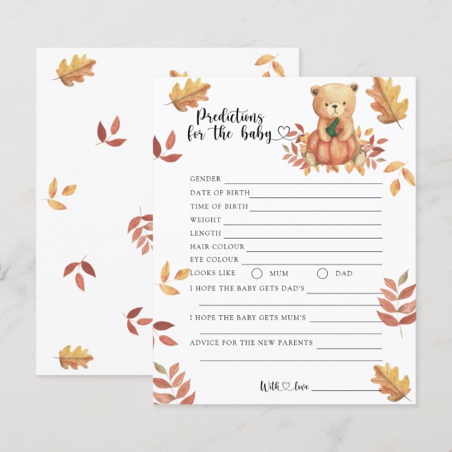 Herbstbär - Babyvorhersagen und Ratschläge (Vorne/Hinten)