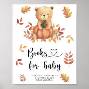 Herbstbär mit Kürbis, Bücher für Babyplakat Poster
