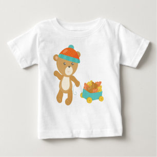 Herbstbär, Niedlicher Bär, Bär mit Hut, Blätter Baby T-shirt