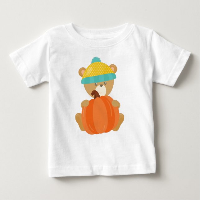 Herbstbär, Niedlicher Bär, Bär mit Hut, Pumpkin Baby T-shirt (Vorderseite)
