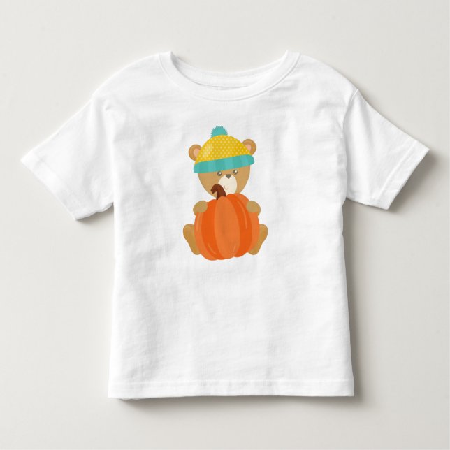 Herbstbär, Niedlicher Bär, Bär mit Hut, Pumpkin Kleinkind T-shirt (Vorderseite)