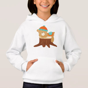 Herbstbär, Schlafbär, Niedlicher Bär, Baumstumpf Hoodie