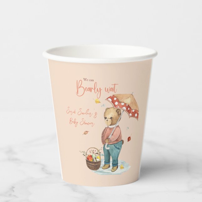 Herbstbärenspülung Papiertasse, Bärenbecher Pappbecher (Vorderseite)