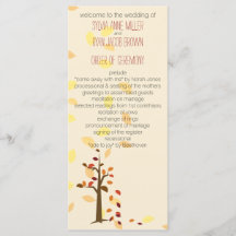 Herbstbaum, Braun Blätter Hochzeitsprogramm