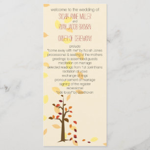 Herbstbaum, Braun Blätter Hochzeitsprogramm Programm
