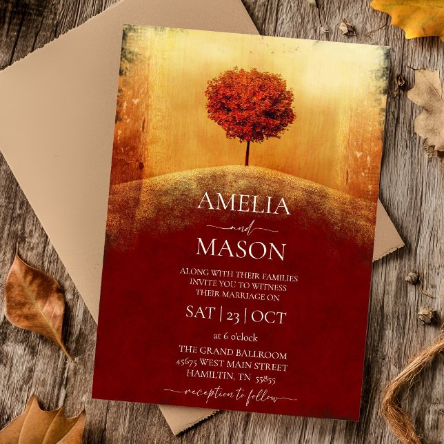Herbstbaum-Einladung Einladung (Autumn Tree Elegant Wedding Invitation)