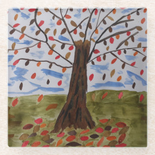 Herbstbaum Glasuntersetzer