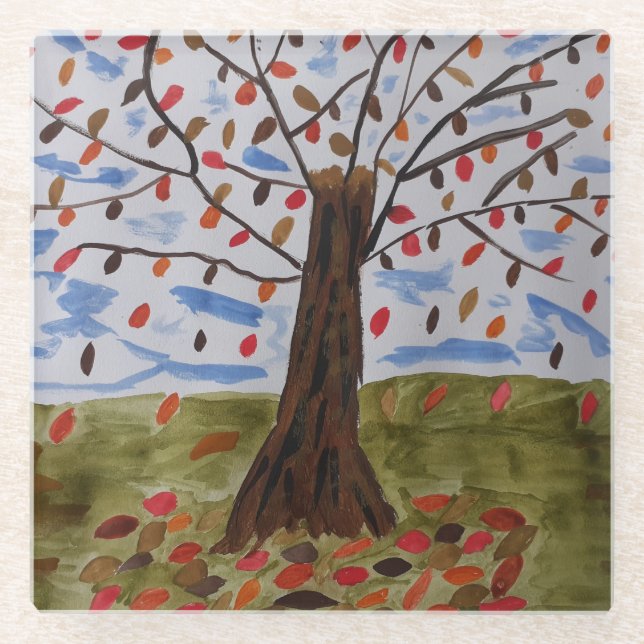 Herbstbaum Glasuntersetzer (Vorderseite)