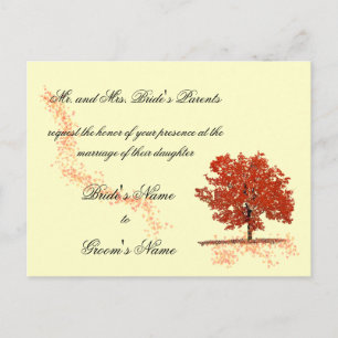 Herbstbaum Hochzeitskarte. Einladungspostkarte