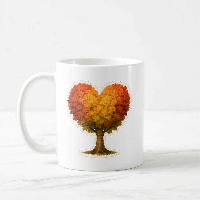 Herbstbaum in Herzform Kaffeetasse (Links)