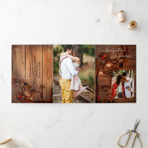 Herbstbaum Lanterns Hochzeit dreifach Einladung