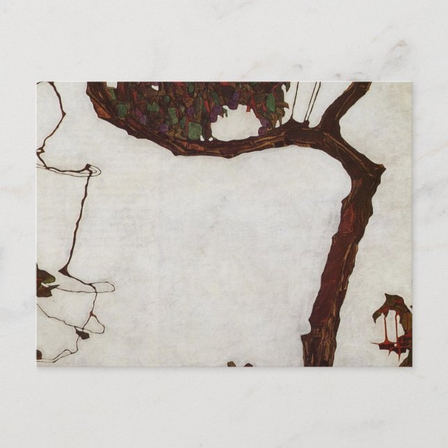 Herbstbaum mit Fuchsias Postkarte (Vorderseite)