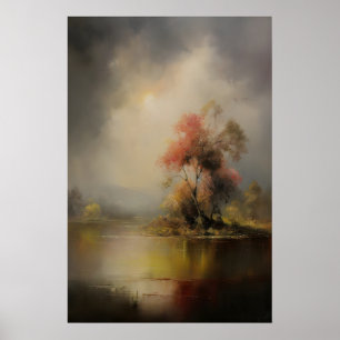 Herbstbaum Natur Landschaft, Regenbogen Ätherisch Poster