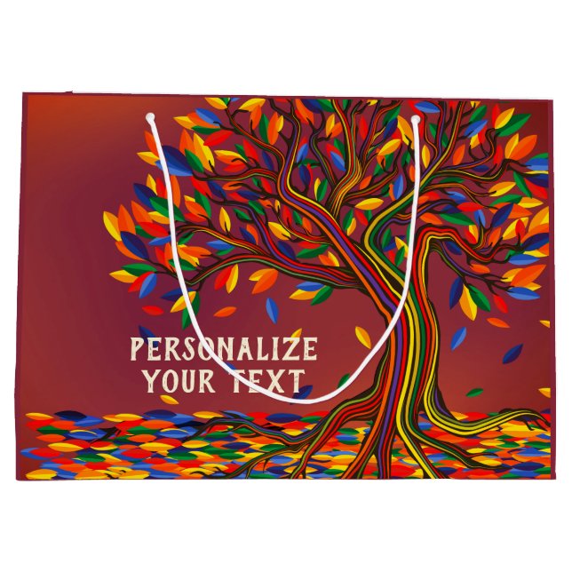Herbstbaum Personalisierter Erntedank Party Große Geschenktüte (Rückseite)