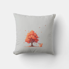 Herbstbaum und Eichhörnchen Kissen