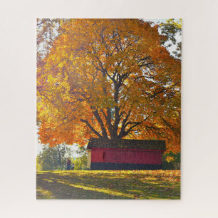 Herbstbaum und Scheune Puzzle
