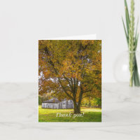Herbstbaum und Stall painterly Dankeschön Karte