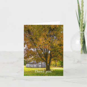 Herbstbaum und Stall painterly Dankeschön Karte