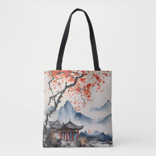 Herbstbaum und Tempel