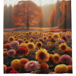 Herbstbäume/Feld mit Mäuse Duschvorhang