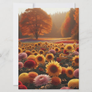 Herbstbäume/Feld mit Mäuse Feiertagskarte