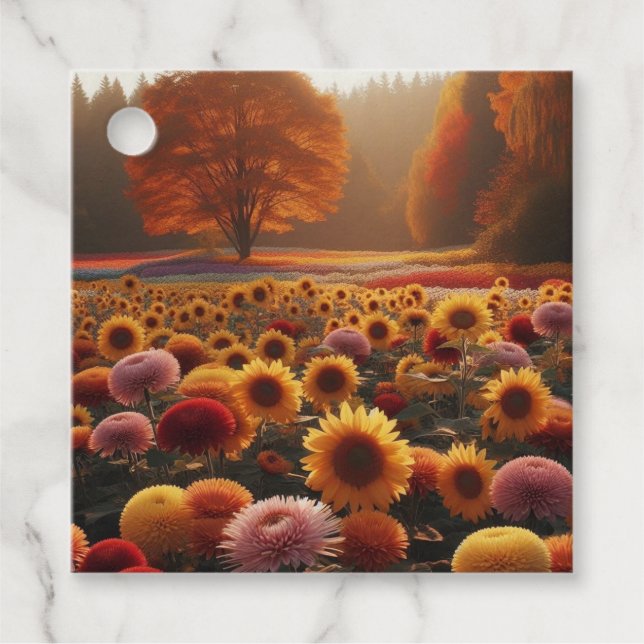 Herbstbäume/Feld mit Mäuse Geschenkanhänger (Vorderseite)