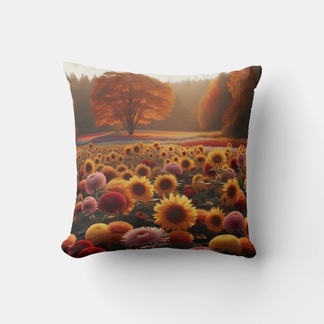 Herbstbäume/Feld mit Mäuse Kissen (Vorderseite)