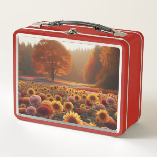 Herbstbäume/Feld mit Mäuse Metall Brotdose