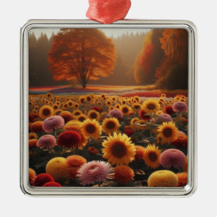 Herbstbäume/Feld mit Mäuse Ornament Aus Metall