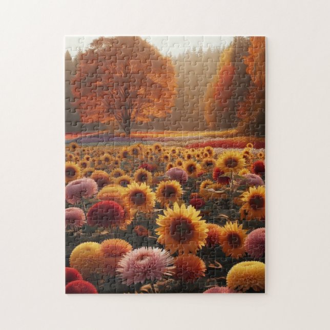 Herbstbäume/Feld mit Mäuse Puzzle (Vertikal)